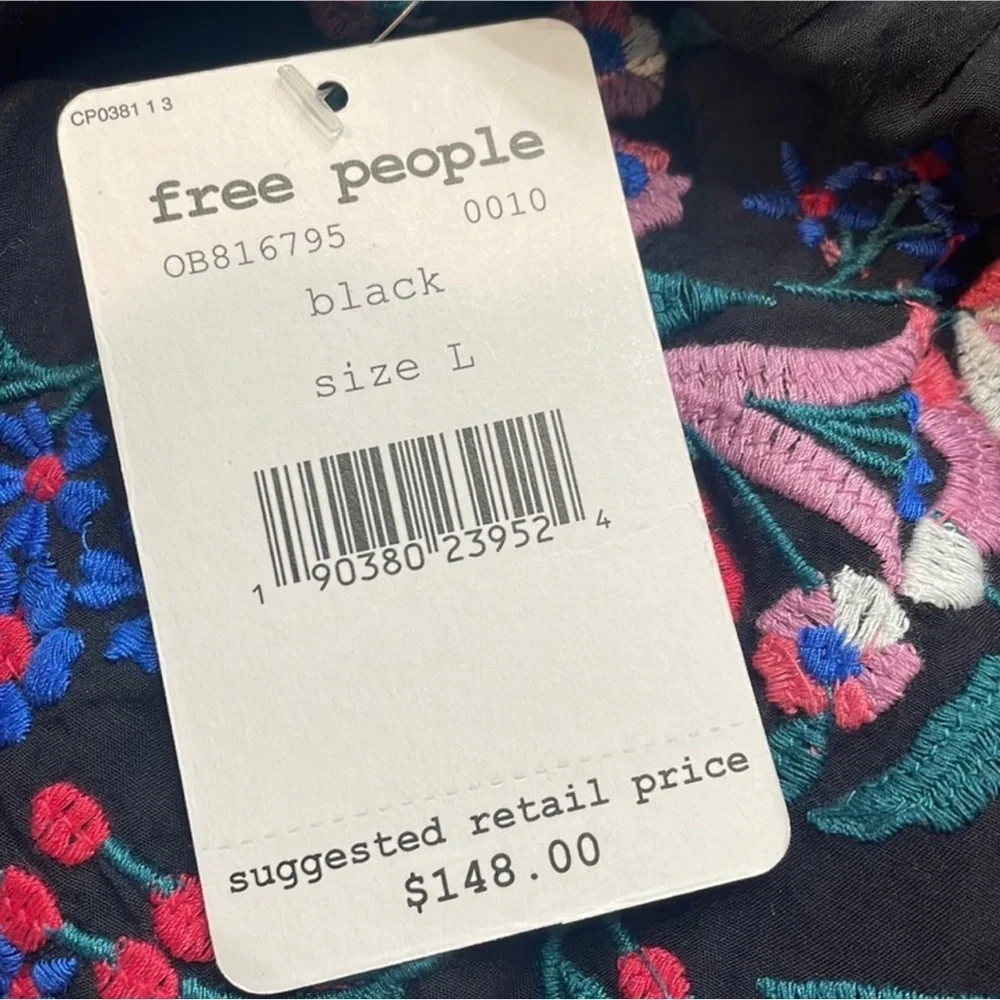 NWT $148R  Free People Sunbeam Embroidered Mini Boho Dress. Size Large